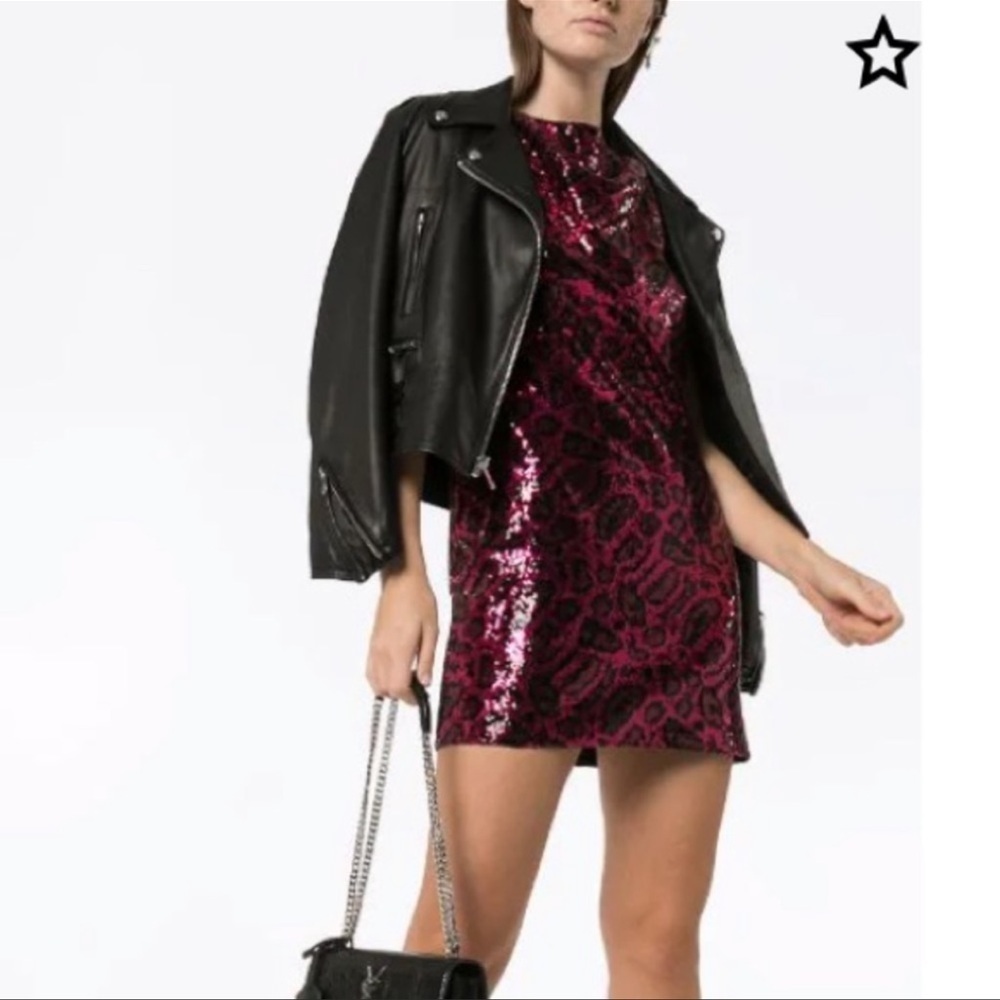 RtA Stevie Sequin Mini Dress S Pink Black Sequins S